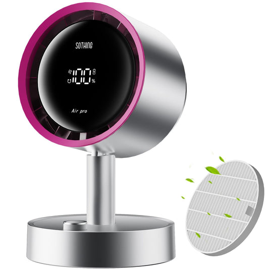 Desk Fan with Built-in Filter, 120° Oscillating Air Circulator Fan with 100 Speeds Digital Display