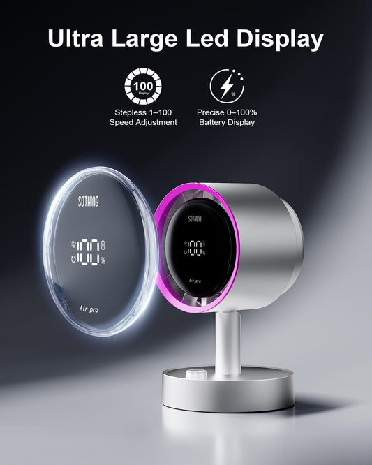 Desk Fan with Built-in Filter, 120° Oscillating Air Circulator Fan with 100 Speeds Digital Display