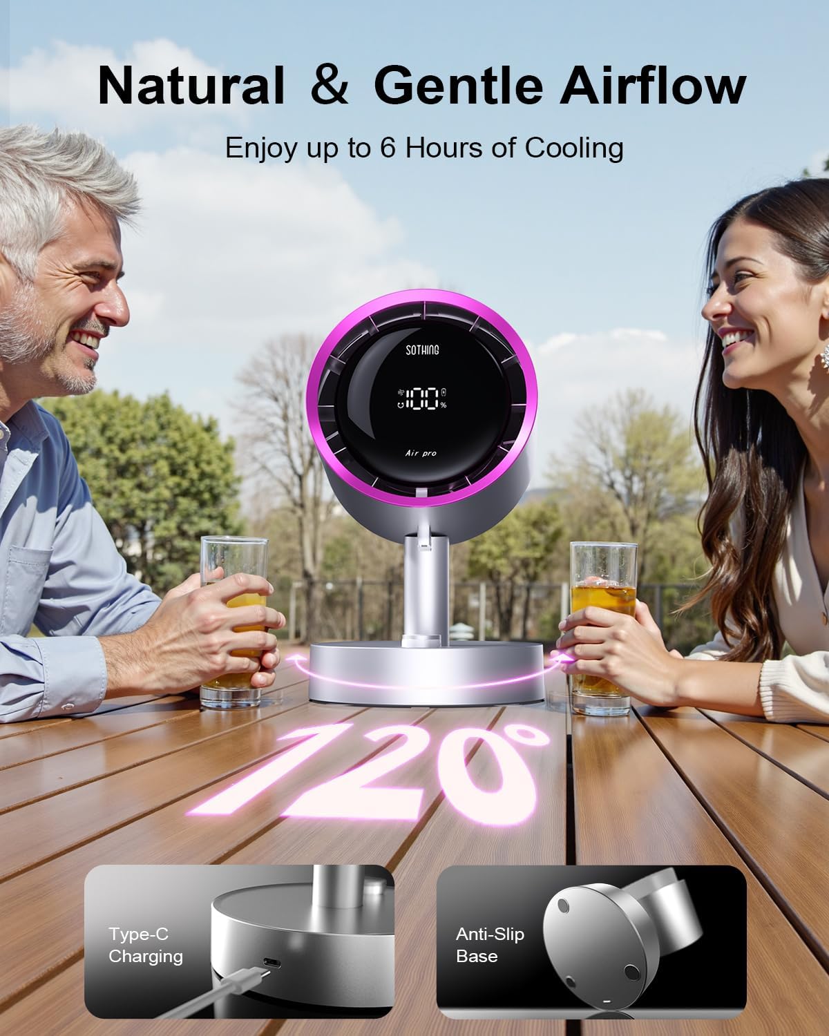 Desk Fan with Built-in Filter, 120° Oscillating Air Circulator Fan with 100 Speeds Digital Display